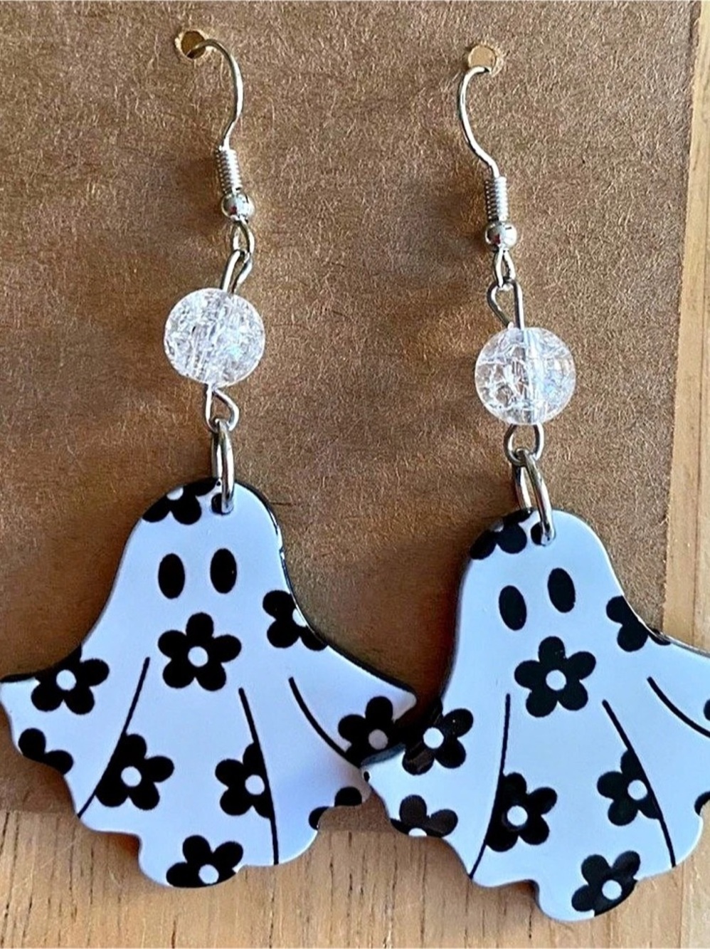 Ghost Floral Dangle Beaded Earrings